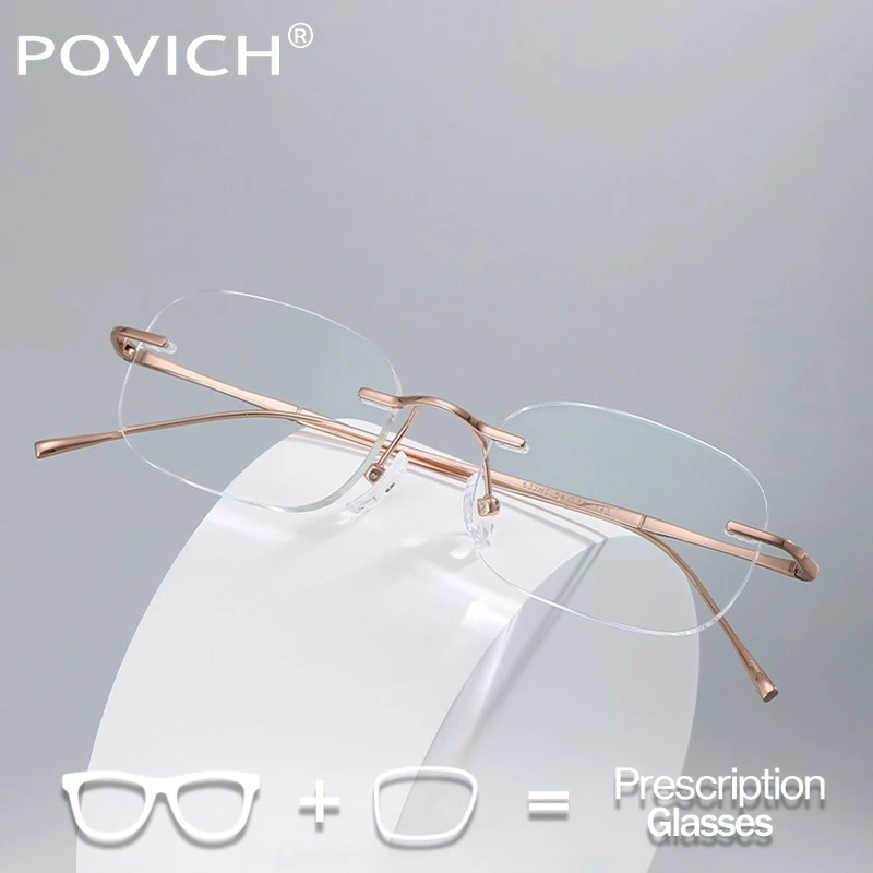

Pure Titanium Rimless Glasses With Prescription Lens 1.61 MR-8 1.67 Myopia Eyewear Reading Eyewear Women Men Eyeglasses