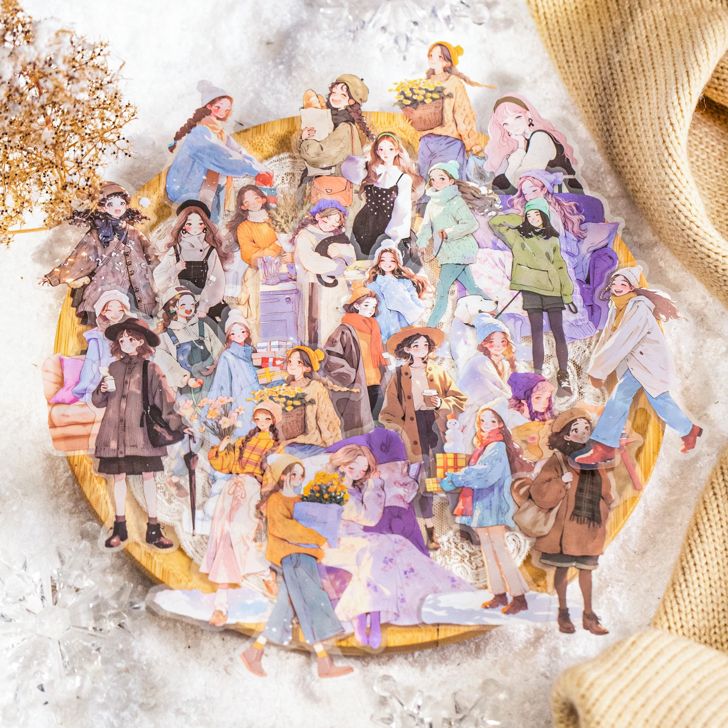 20 Blatt Wintermode-Thema PET-Aufkleber für DIY Scrapbook Collage Gitarre Handyhülle Notebook Dekoration Zubehör