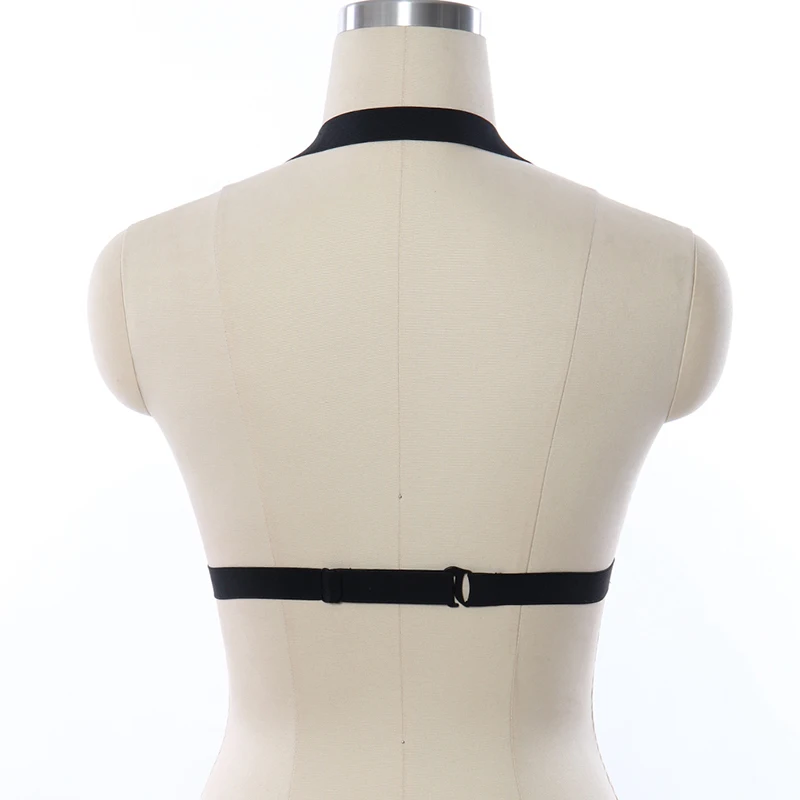 Phụ Nữ Dây Thun Co Giãn Có Thể Điều Chỉnh Mở Ngực Áo Crop Top Áo Lót Cage Đinh Tán Hồng Hoa Suspender Goth Mối Ràng Buộc Quần Lót Dây Lồng