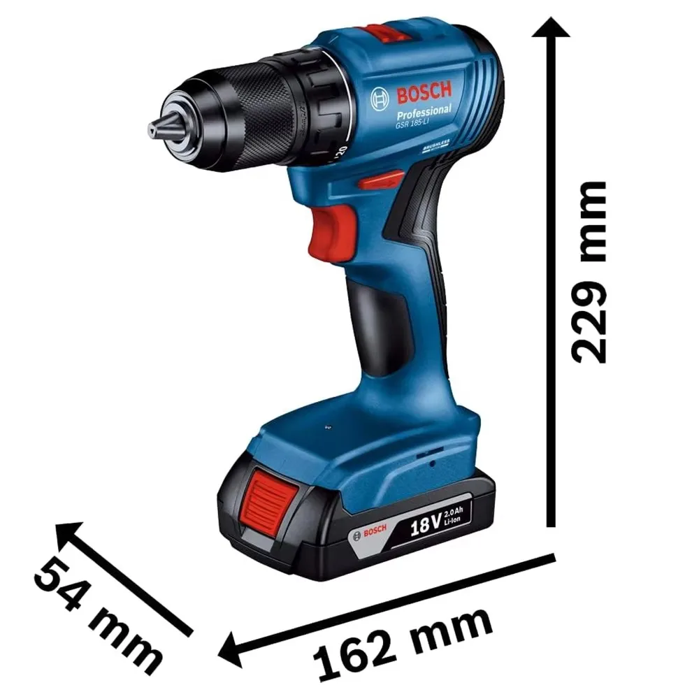 Bosch GSR 185-Li Cordless Drill Professional Electric Screwdriver 18V Brushless Motor Rechargeable Drill Driver Power Tools