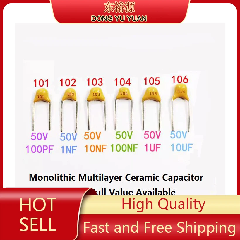 50PC 5.08MM 221 222 223 224 225 300 330 331 332 334 335 다층 세라믹 커패시터 33/330PF 2/3.3UF 3.3NF 50V Pf NF 모놀리식