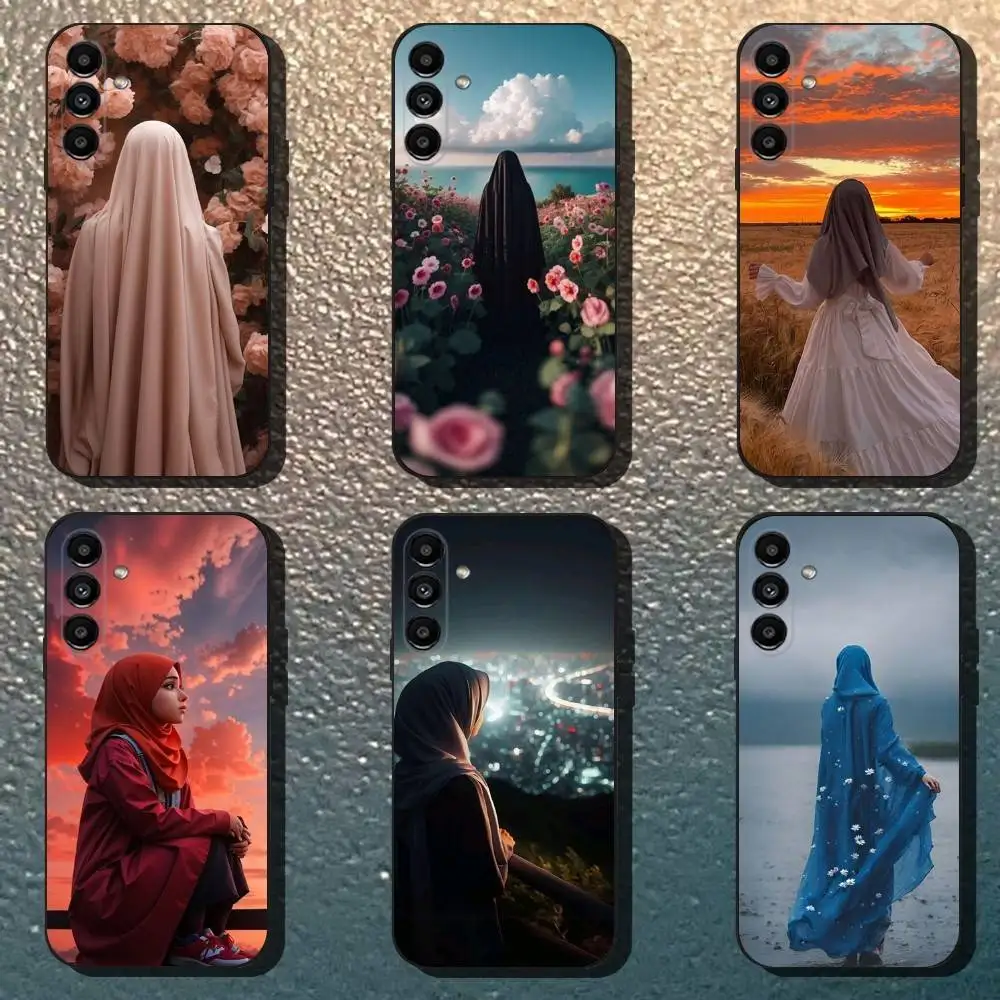

Muslim Arabic Girl Phone Case For Samsung Galaxy A13,A21s,A22,A31,A32,A52,A53,A71,A80,Soft Black Shell