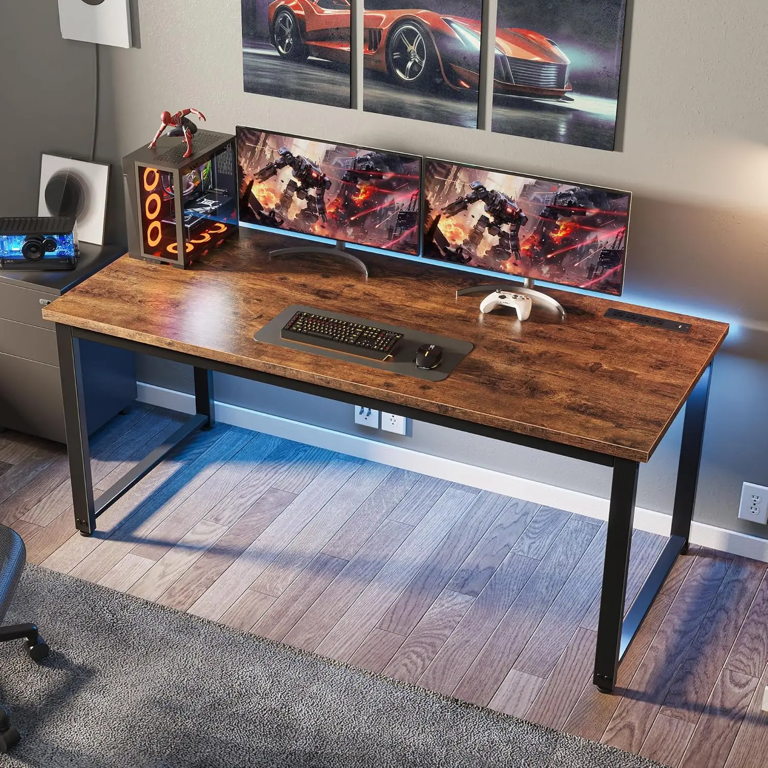 

55 x 24 inch Desk with Power Outlets & USB-C, Deeper & Thicker Desktop, Robust Metal Tubes,Computer Desk, Heavy Duty Office Desk