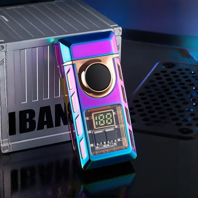 

Hot Sales New Electronic Pulse Cigarette Lighter Gas and Electric Digital Display Double Arc Windproof Butane Gas Lighter