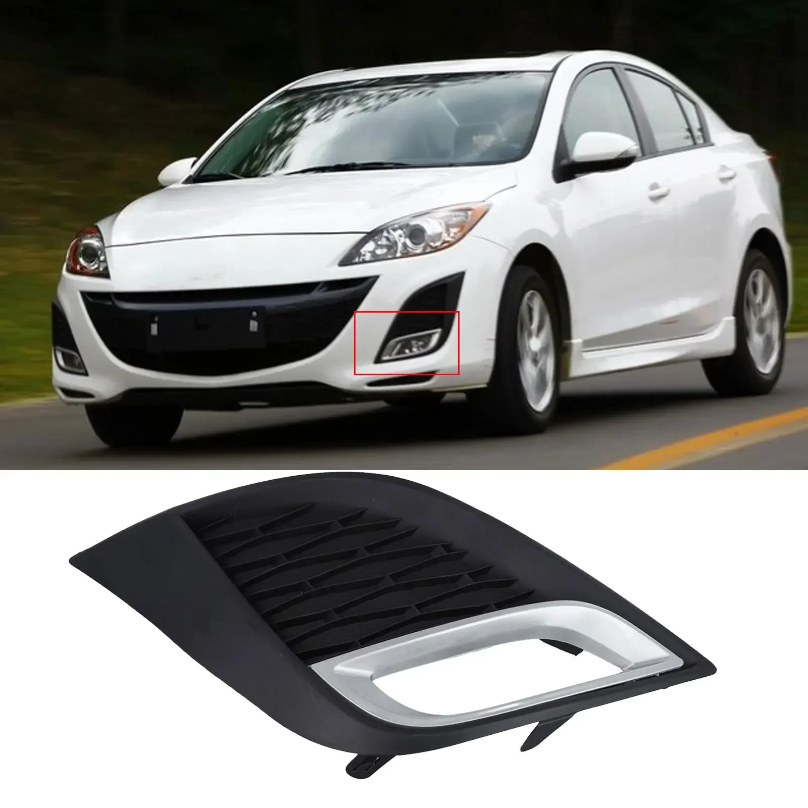 

Left & Right Side 2 Pcs Front Bumper Fog Light Grill Cover For MAZDA 3 2010-2011 Car Fog Lampshade Protective Frame