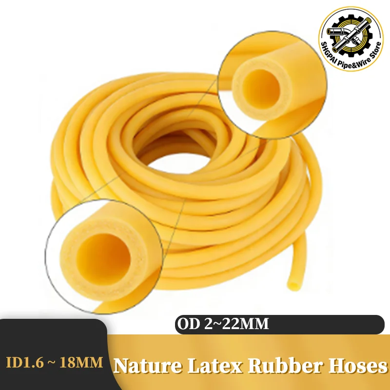 

2/3/5/10M Nature Latex Rubber Hoses ID1.6 ~ 18mm OD 2~22mm Beige Elastic Surgical Tube Rubber Bands Yellow Slingshot Catapult