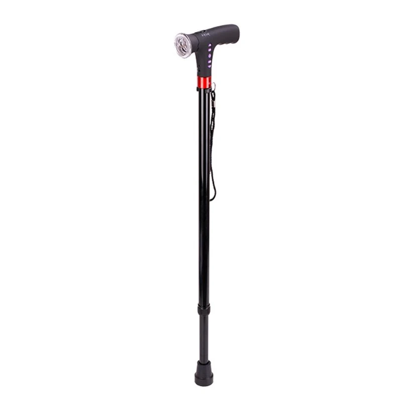 

Adjustable Folding Cane With Alarm Led Light Radio And Cushionable T-handle Hiking Poles Cane Walking Stick For Elder Crutch