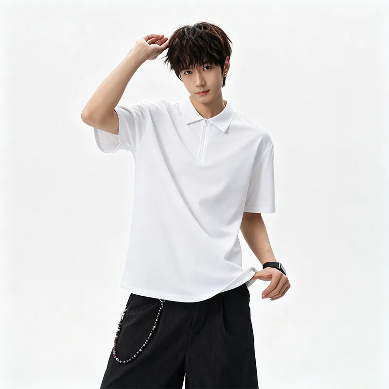 model summer high-quality men's short-sleeved T-shirt polo shirt