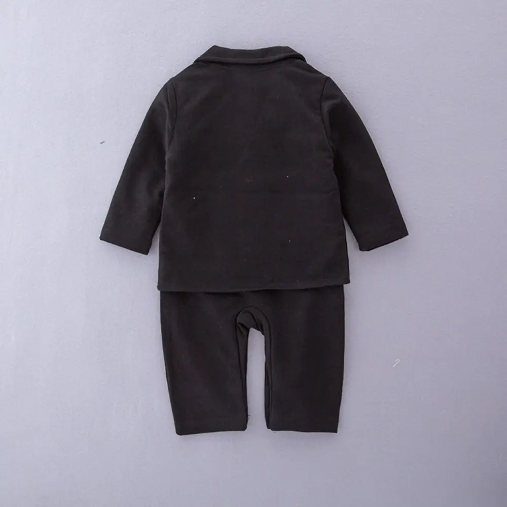2Pcs/Set Black Tuxedo Gentleman Boss Baby Clothes Two-Piece Outfit Bow Tie Toddler Romper Bodysuit Romper Bodysuit Outerwear Set