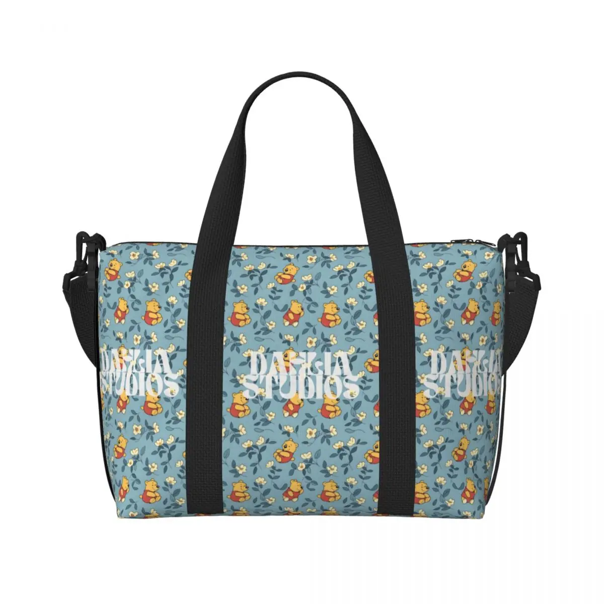 

Custom Winnie Pooh Animal Tote Bag Women Large Capacity Classical Printing Animal Gym Beach Shoulder Travel Bag
