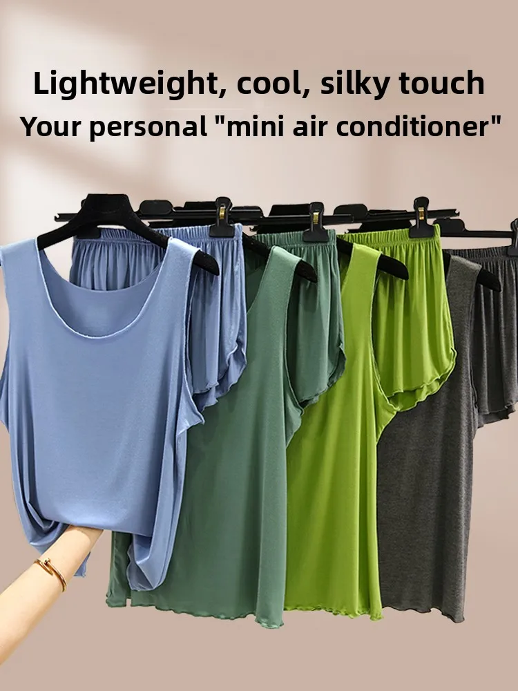 

Modal Svel Vest orts Set Women's Summer Lightweight Loose Casual Large Size Home Clothes Two-Piece Set Comfortable Sl...