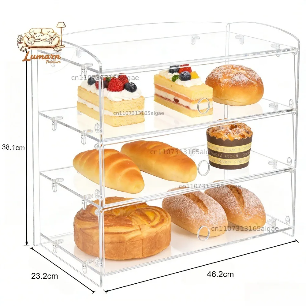 4-Layer Clear Acrylic Pastry Display Case Detachable Cake Donut Storage Cabinet for Home & Bakery