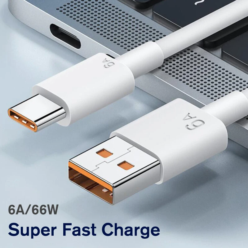 Cabo de carga super rápida para Xiaomi e Huawei Smartphone, USB tipo C, PVC e Metal, alta qualidade, novo, 6A, 66W, 1 A, 1.5 milhas