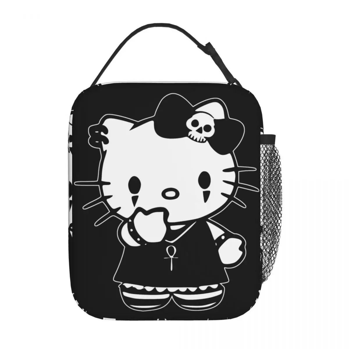 Hello Kitty Gothic Dark Insulated Lunch Bags Thermal Meal Container Portable Tote Lunch Box Food Storage Bags Work Travel