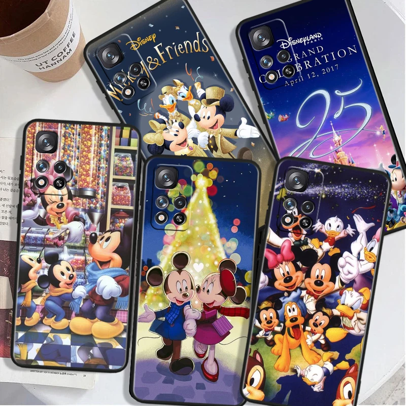 

Cute Disney Mickey Minnie For Xiaomi Redmi Note 12 11T 11E 11S 10T 10S Turbo Pro Plus Max Lite Black Soft TPU Phone Case