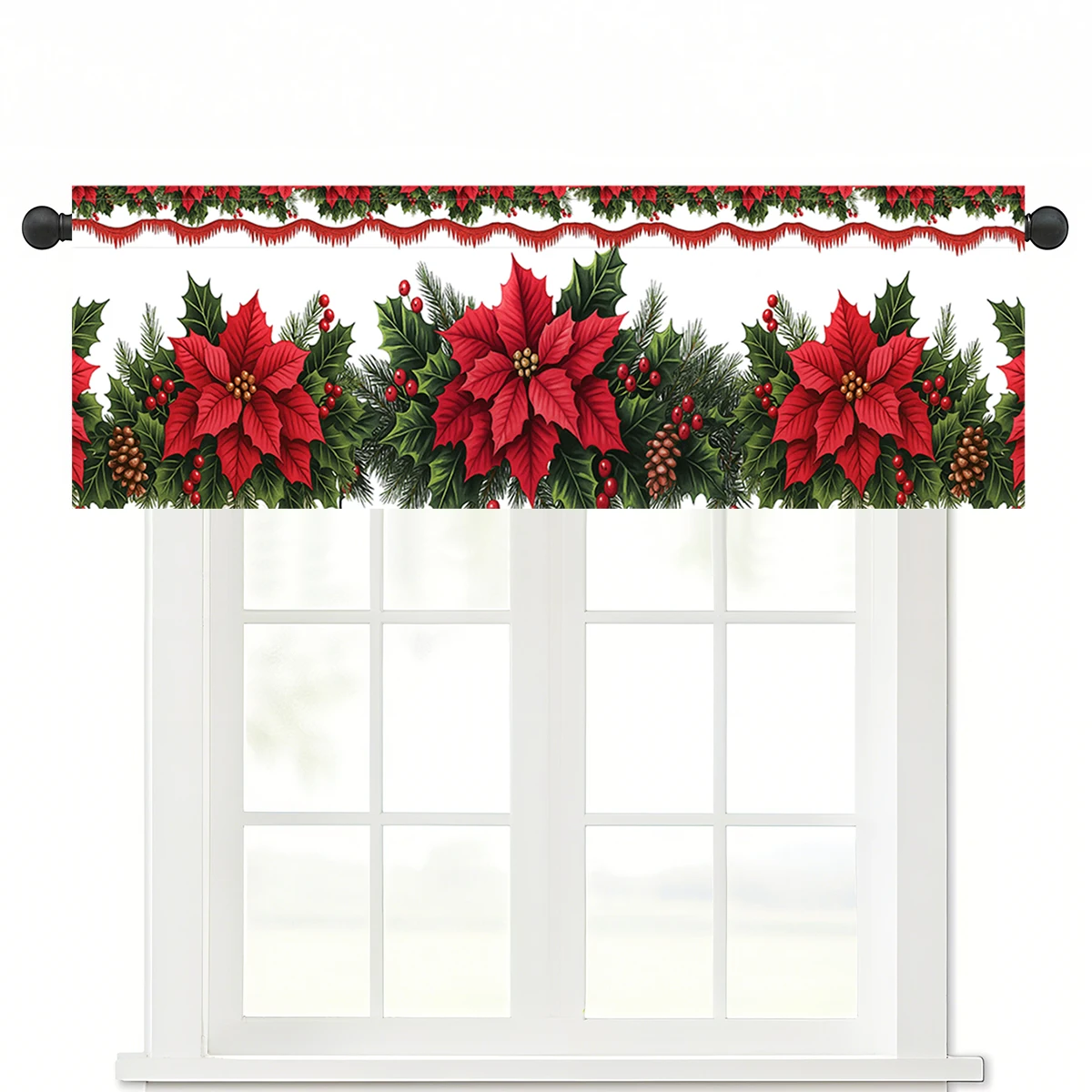 Weihnachts-Kurzvorhänge, Volants, Weihnachtsdekoration für Zuhause, 2025, Weihnachtsschmuck, Fensterbehandlungen für Küche und Badezimmer