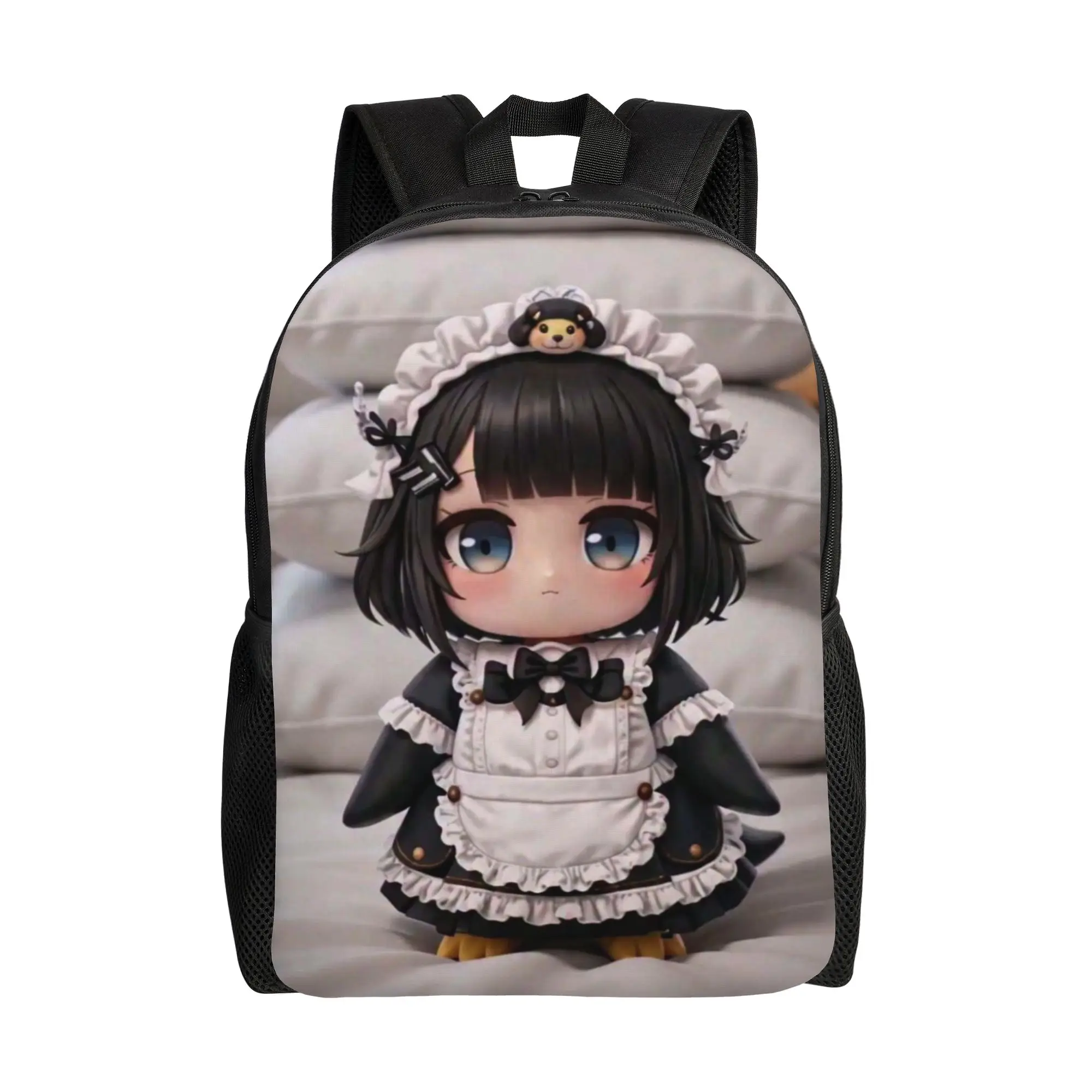 Backpack Back to school season gugu gaga Chibi Penguin Maid Girl Stack Pillow Cute Cozy Kawaii Portrait Print  Daily Backpack