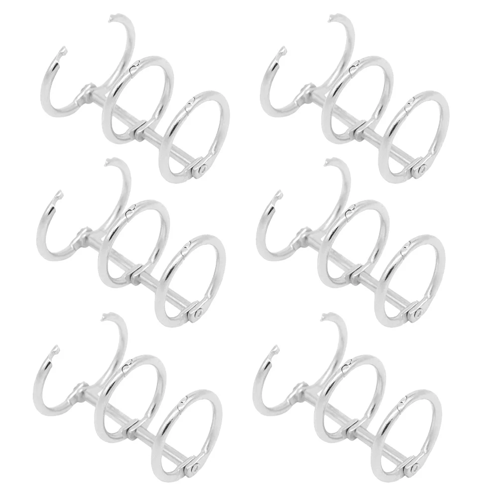 6pcs Metal 3-Rings Binder Rings Refillable Notebook Spine for Home Office School DIY Book Binding Lightweight