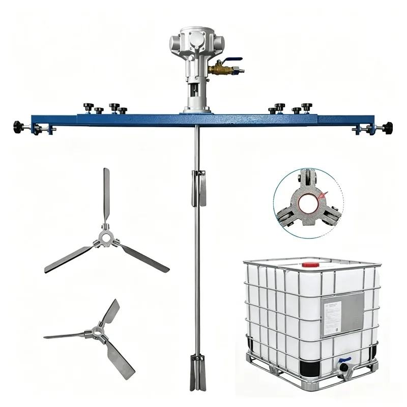Pneumatic Explosion Proof Automatic Lifting Mixer Three Cylinder IBC Tank Agitator for Paint Glue Coating Ink IndustrialStirring view 4