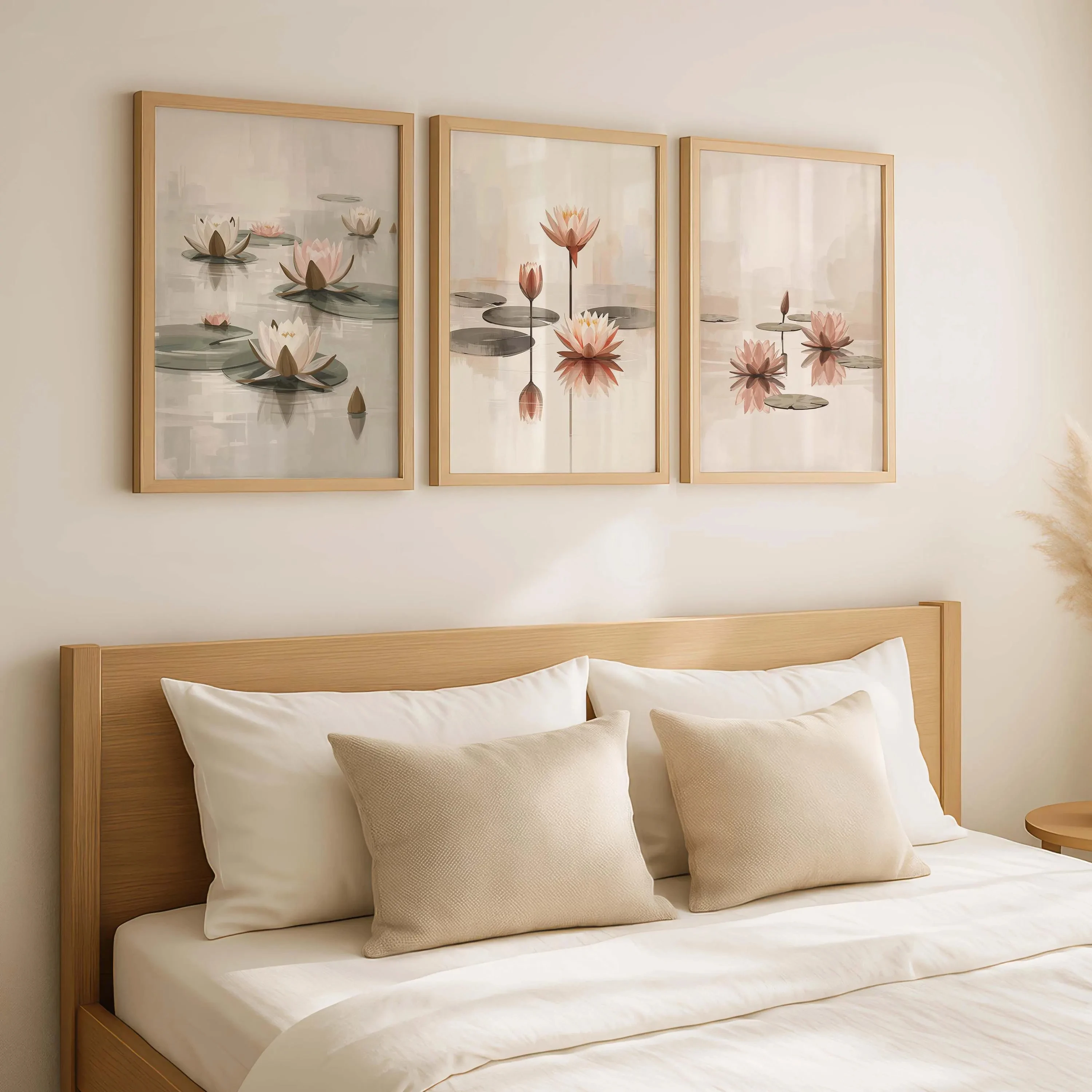 conjunto-de-3-pecas-de-arte-de-parede-japandi-com-lirios-impressoes-em-tela-de-reflexo-de-lotus-rosa-decoracao-floral-minimalista-para-sala-de-estar-e-banheiro