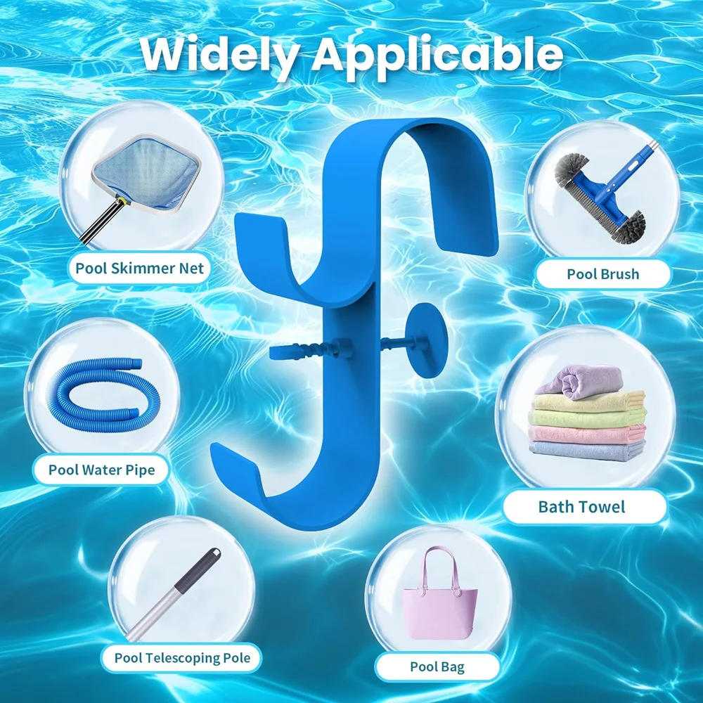 1/2pcs Adjustable Swimming Pool Pipe Holder Hook Poolside Pool Leaf Skimmer Net Holder Above Ground Pool Pole Hanger Accessories