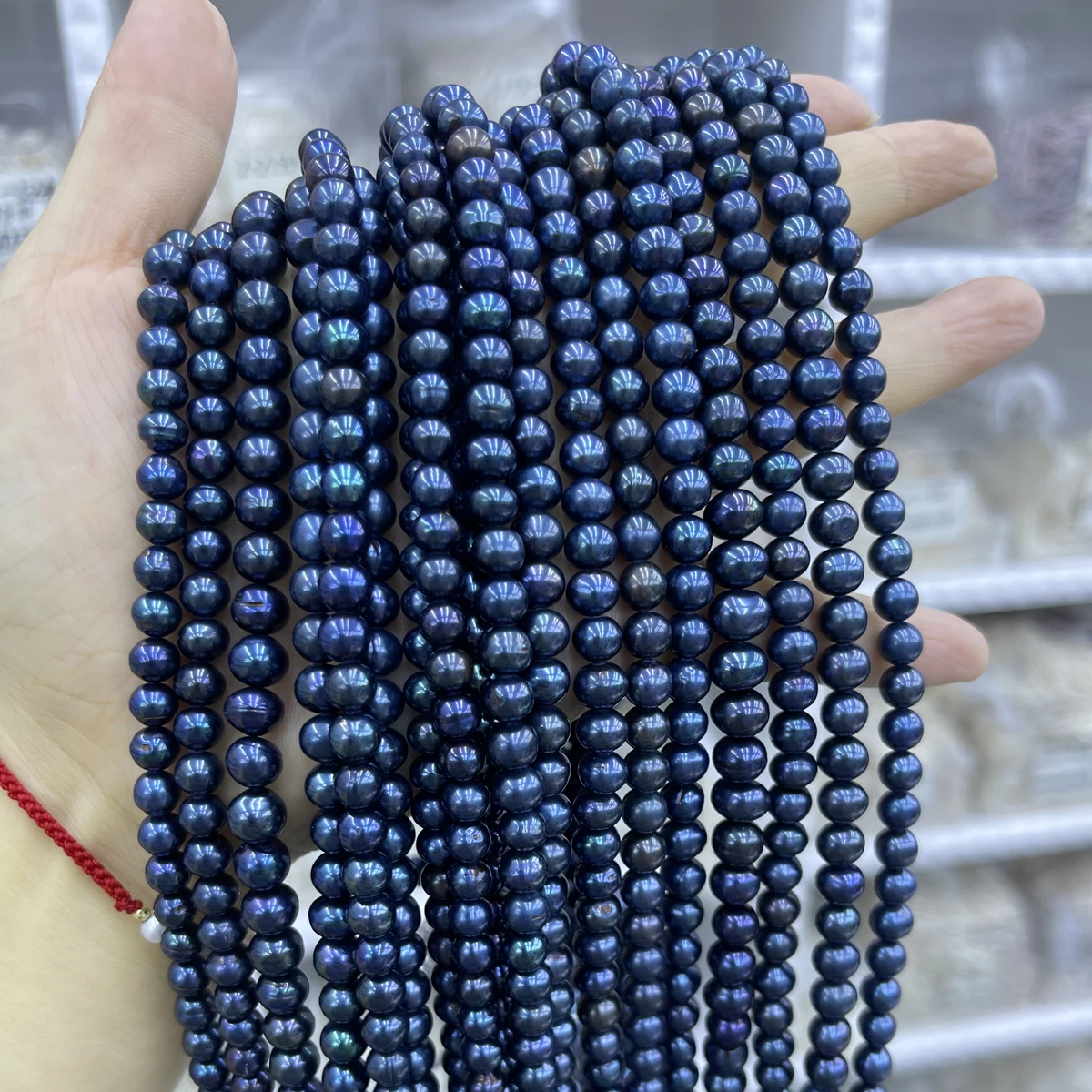 7-8mm Black Near-round Natural Freshwater Pearl Semi-finished Beads for Jewelry Making DIY Necklace Bracelet Supplies