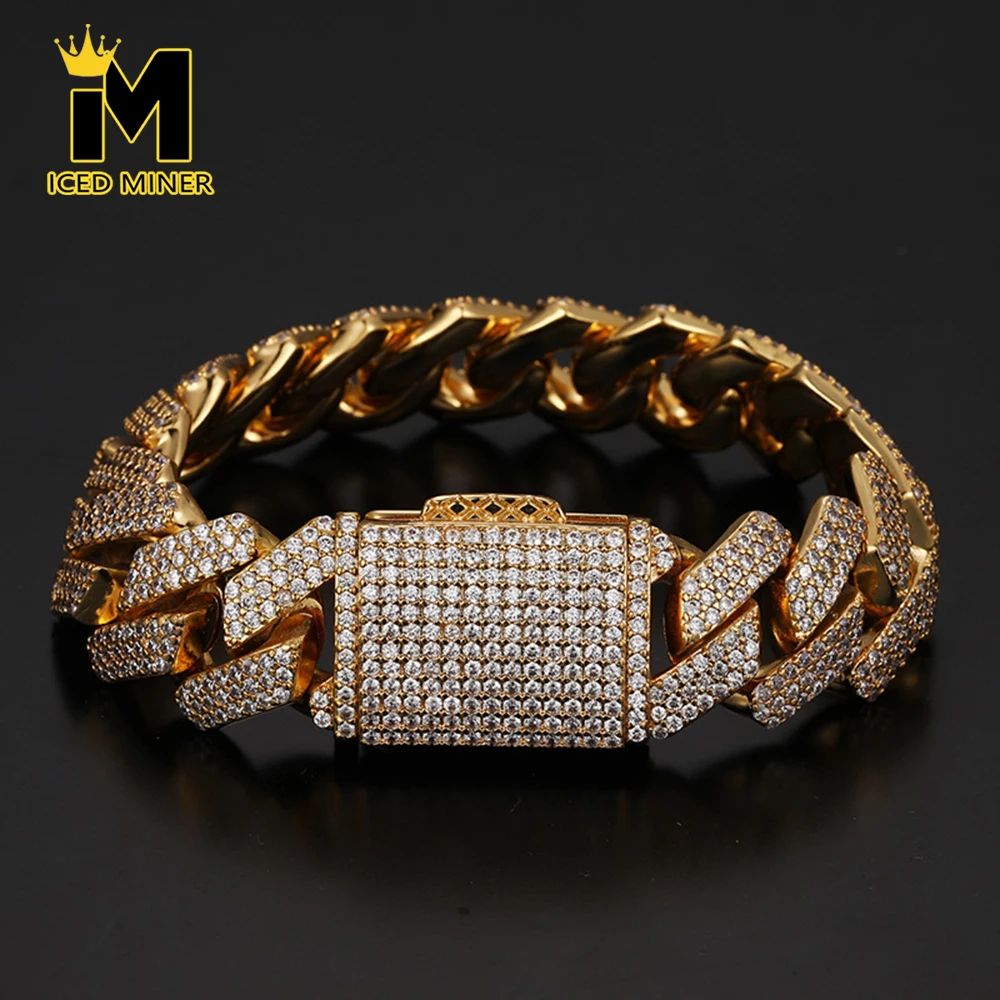 

20mm 3 Rows Iced Out Tennis Chain Bracelets For Men Women Bling Miami Chain Link Hand Chain Hip Hop Goth Jewelry