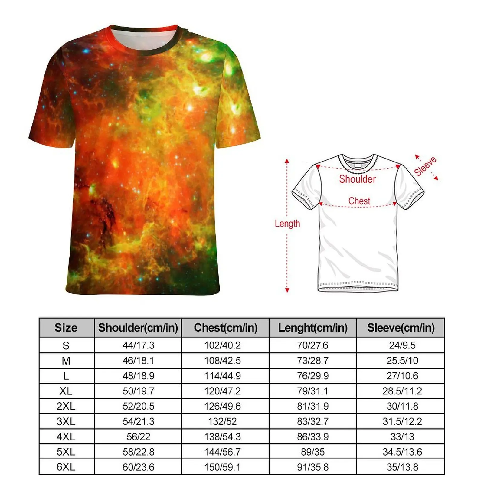 Colorful Starry Nebula T Shirt Men Galay Print Design O Neck T-Shirts Summer Hippie Clothing Short-Sleeved Casual Plus Size Tees