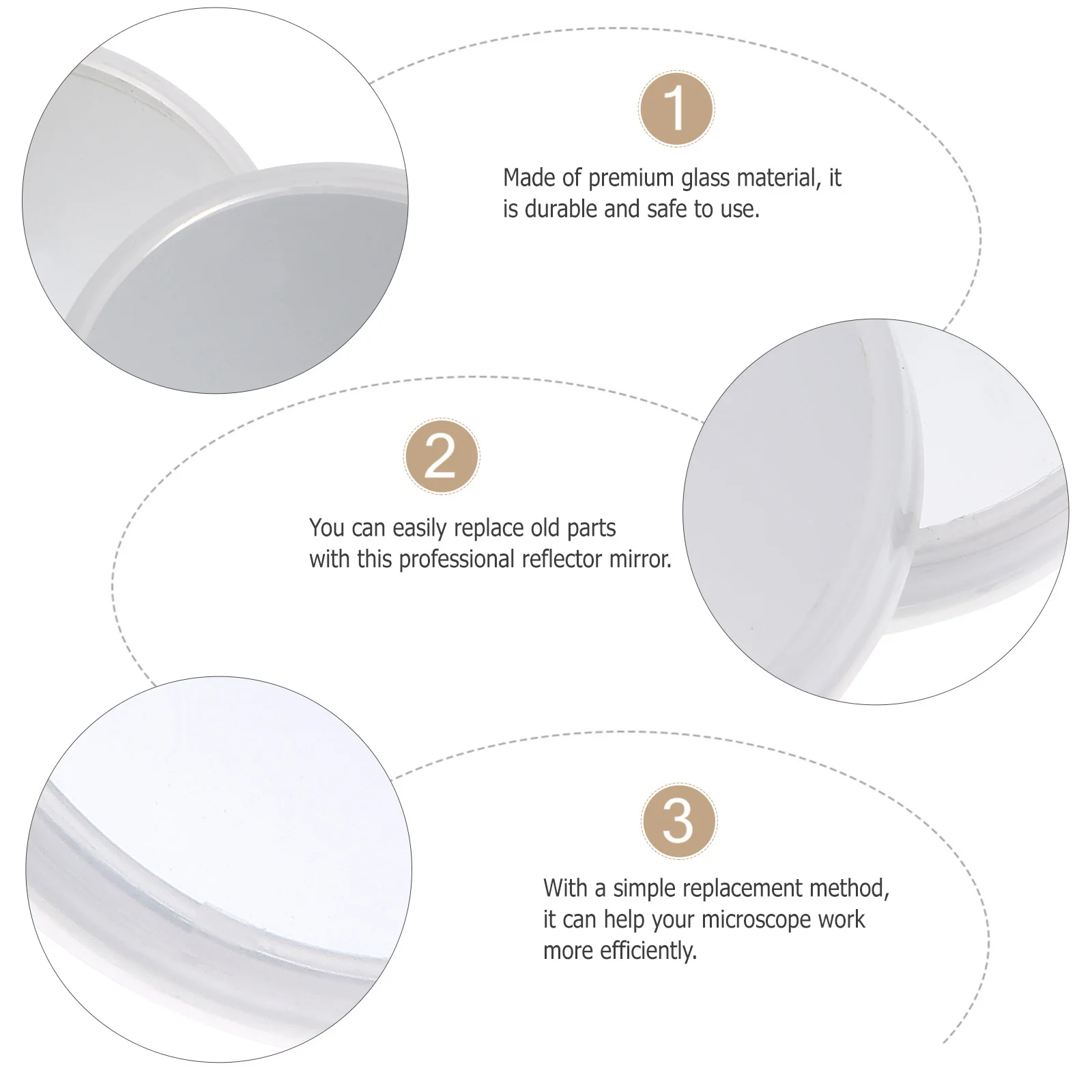 

2Pcs Optical Reflector Mirror for Microscope Clear Glass Reflecting Surface Easy Replacement Microscope Parts for Biology Lab