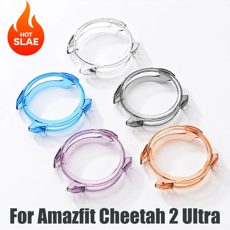 Capa Transparente de TPU para Relógio Amazfit Cheetah 2 Ultra SmartWatch, Protetor Frontal Oco à Prova de Choque, Acessórios de Capa Macia