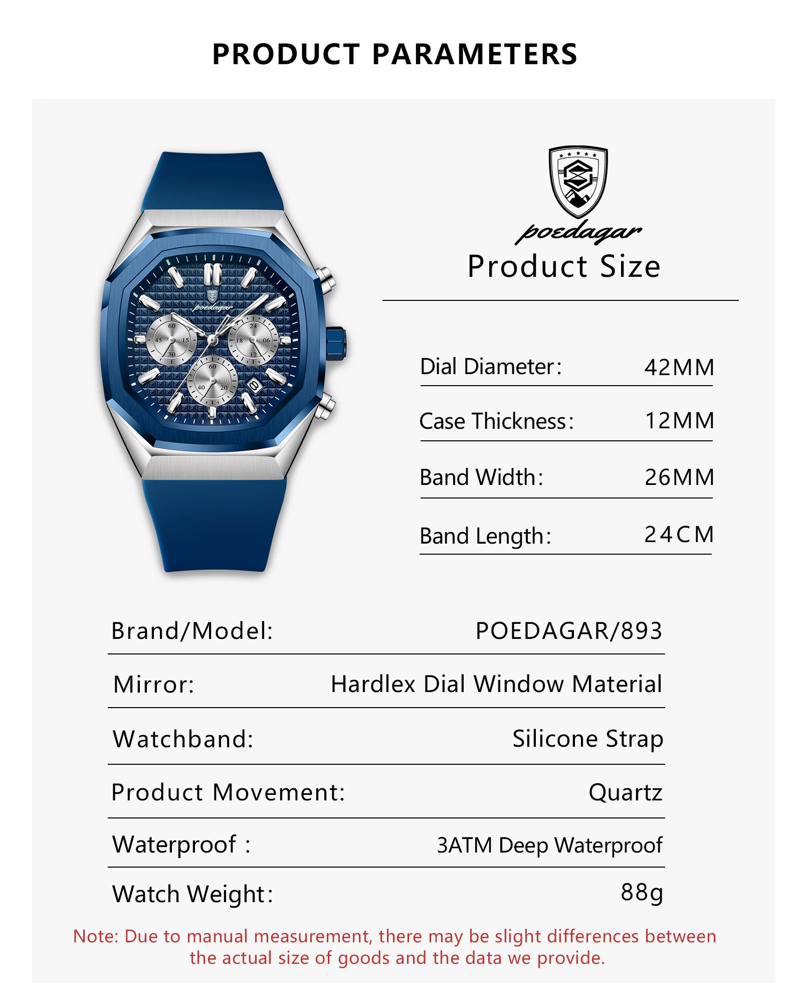 POEDAGAR Business herren Uhr Chronograph Datum Silikon Armband Quarz Mann Uhr Wasserdicht Leucht Mode Uhren Für Männer Reloj – Detail 9