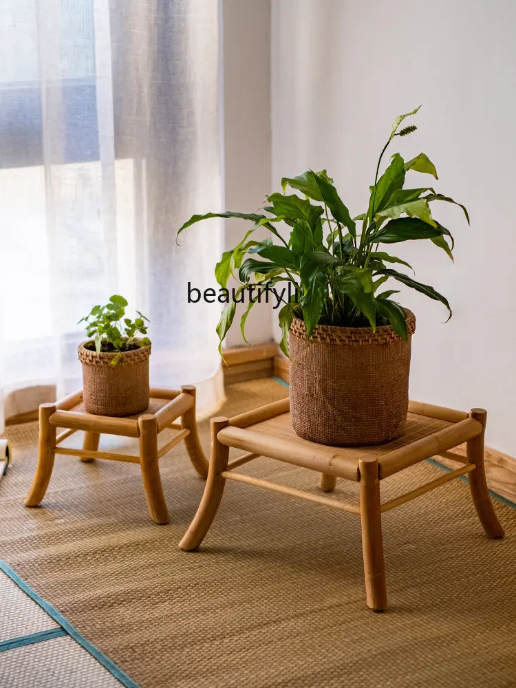 zq Rattan Flower Stand, Flower Stand, Zen Vase Pieces, Floor Bonsai Stand, Decorative Plant Jardiniere Storage Rack