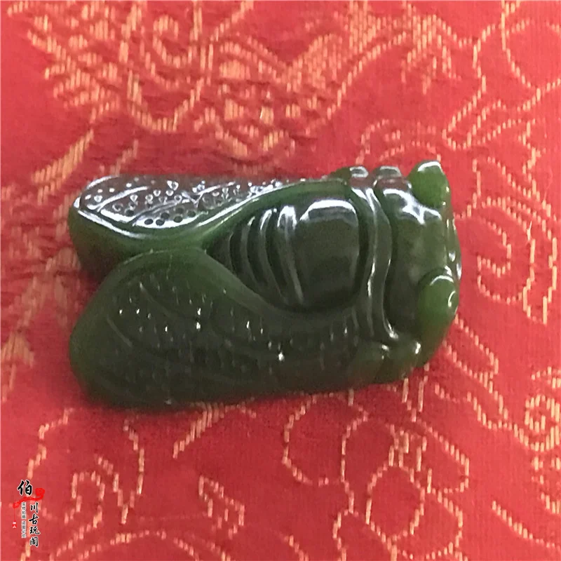 

High Warring States Period, Blue Jade Play, Artifacts, Dong Yubi, Old Handheld pendant, Jade Cicada pendant