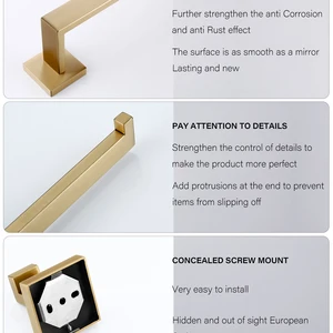 Luxury Gold Brushed Wall Assembly Stainless Steel Dress Hook Black Hygienic Paper Towel Bar Bathroom Decoration Accessories 5 Main Sales Bathroom Set - №5