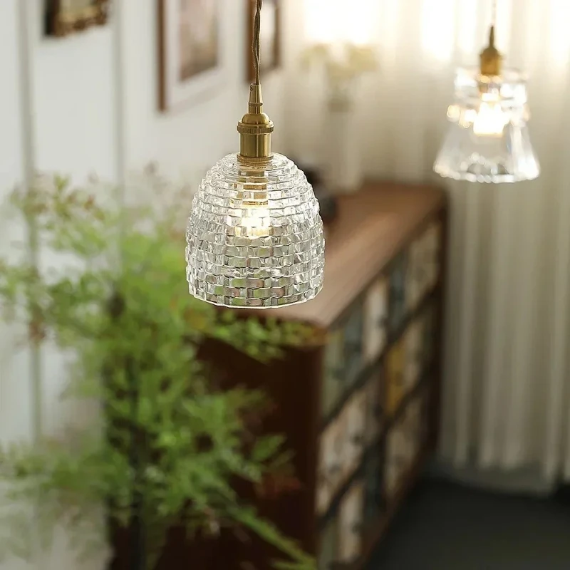 

Подвесной светильник в стиле французского ретро из стекла и меди – романтическая длинная подвесная лампа для спальни, винтажный декор для дома