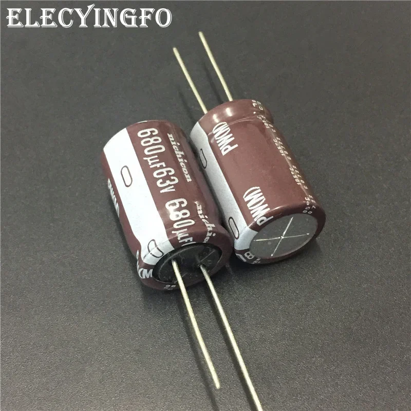 20pcs 680uF 63V NICHICON PW Series 16x25mm Low Impedance Long Life 63V680uF Aluminum Electrolytic capacitor