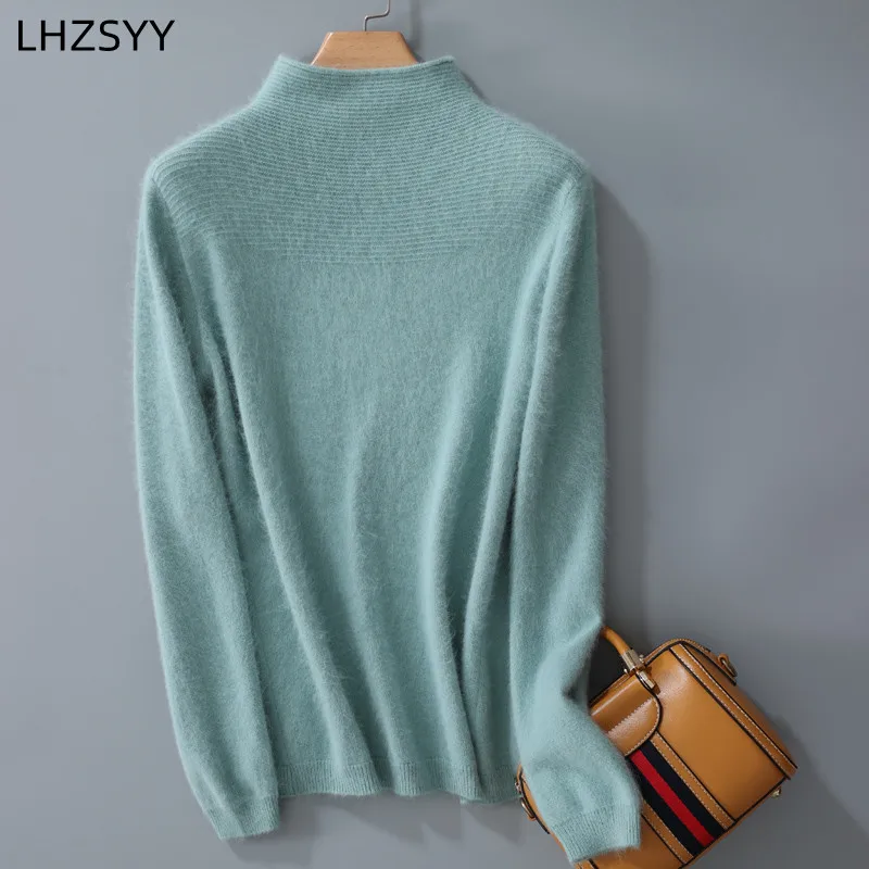 2022 Autumn New 100% Mink Cashmere Sweater Women\'s Tops Solid Knit Sweater Fashion Pullover Loose Bottoming Shirt Female Jacket