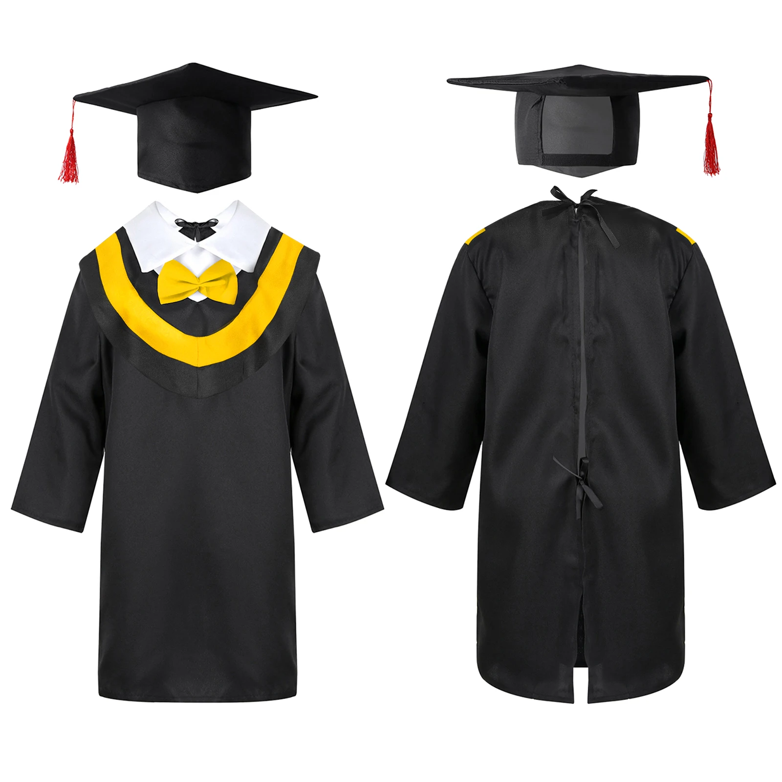 Kids Boys Girls Preschool Primary School Graduation Gown with Tassel Cap Set for Festival Cosplay Party Bachelor Dress Up Outfit