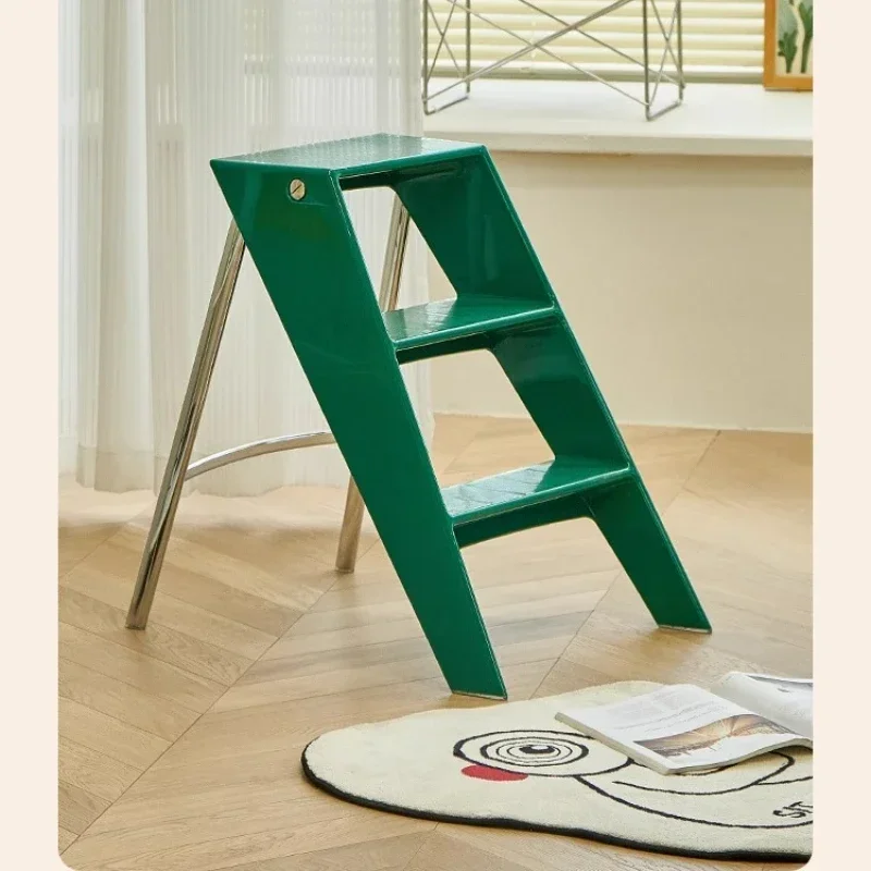 Japanese Style Acrylic Step Ladders Foldable 3-Step Ladder Stool Multifunctional Storage A-Frame Ladder Portable Home Decor Rack