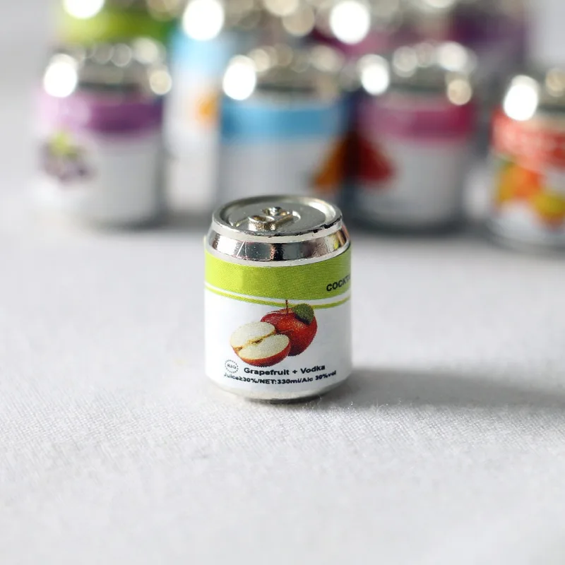 علبة نبيذ فقاعات الفاكهة الصغيرة لبيت الدمى، مشهد لعب مصغر للطعام، نموذج مصنوع يدويًا