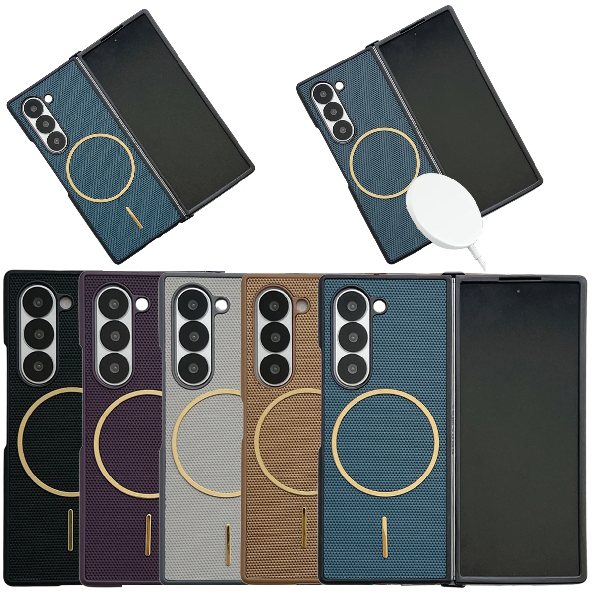 

Magnetic leather Case For For Samsung Galaxy Z fold 7 For Magsafe Wireless Charge Cover