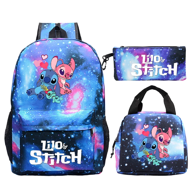 

Funny Stitch Fashion Backpack Sets Lilo Stitch Students SchoolBags Girls Boys Women Men Lunch Bags Pencil Case 3Pcs/set Bagpack