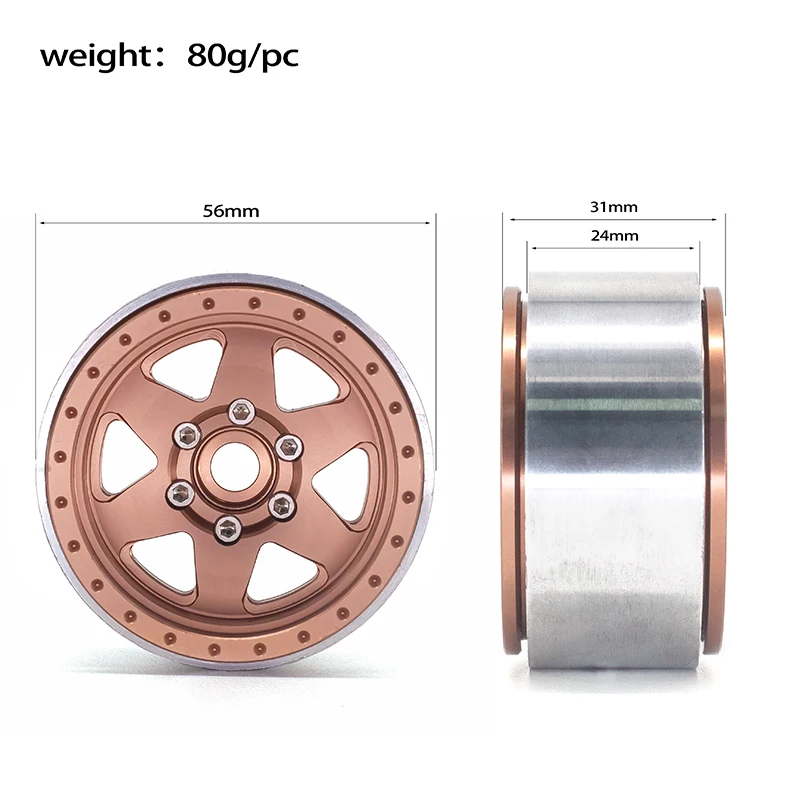 RC Rims 4pcs 1.9 Inch Beadlock RC Wheel Rim Set Wheel Hub for 1:10 RC Crawler Axial SCX10 II 90046 SCX10 III AXI03007 TRX4 D90