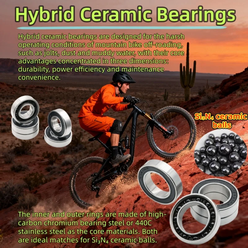1 Stück Hybrid-Keramiklager S6001-2RS 12x28x8mm ABEC-9 Fahrrad-Innenlager & Ersatzteile Si3N4 Kugellager – Detail 1