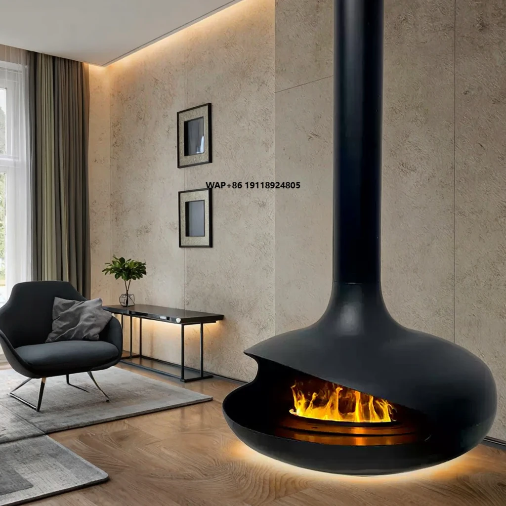 Modern Bio Ethanol Fireplace Suspended Ceiling-Mounted Ventless Fire Pit Decorative Smokeless Indoor Fireplace for Home Hotel