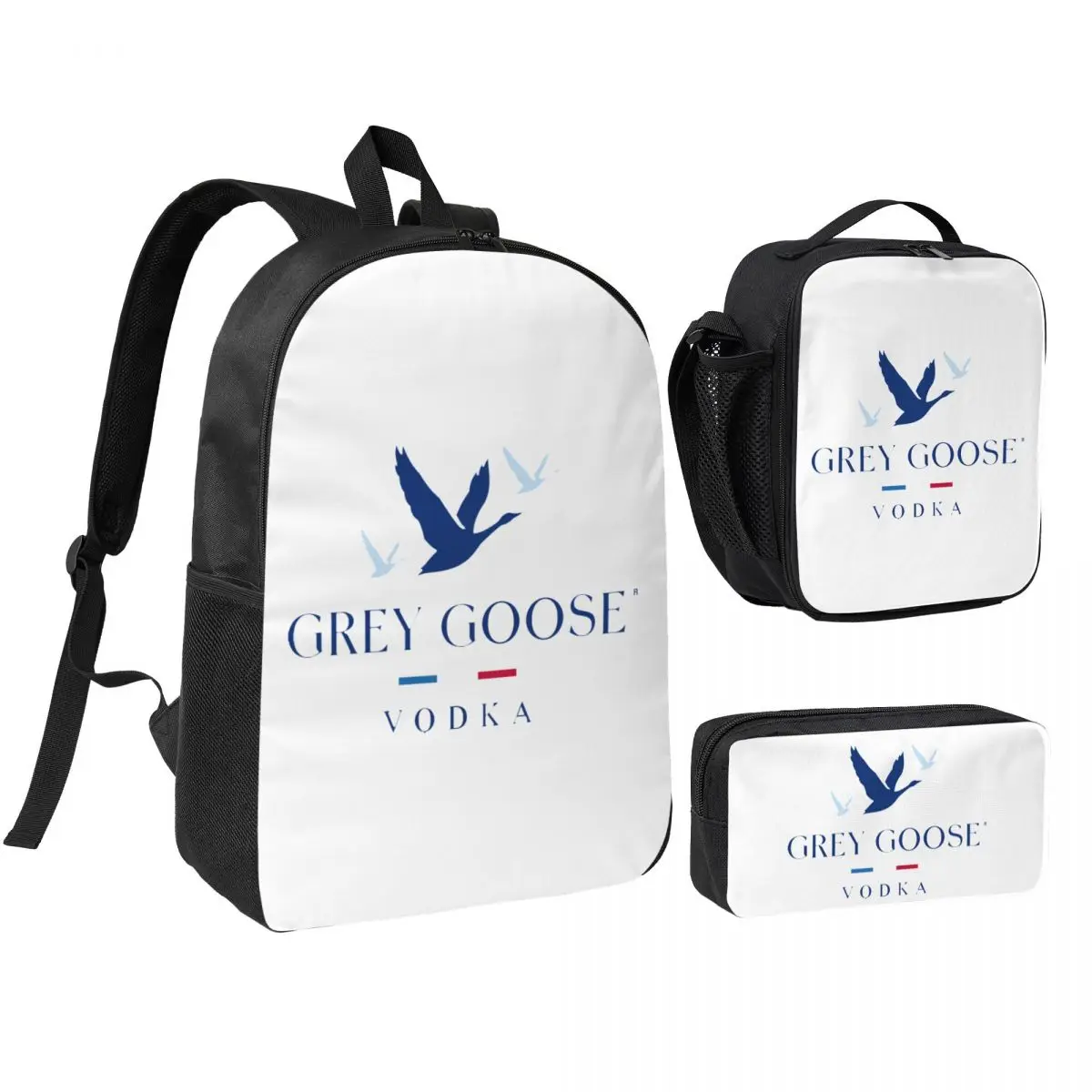 Grey Goose Vodka Backpack Student BookBag School Bag Shoulder Bags 3ps Insulated Lunch Bag Pencil Case