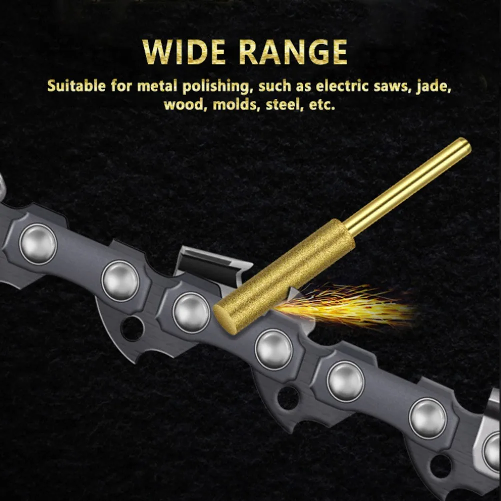 2Pcs Cylindrical Burr 4/4.8/5.5mm Chainsaw Sharpener Stone File Grinder Chain Saw Drill Carving Grinding Tools