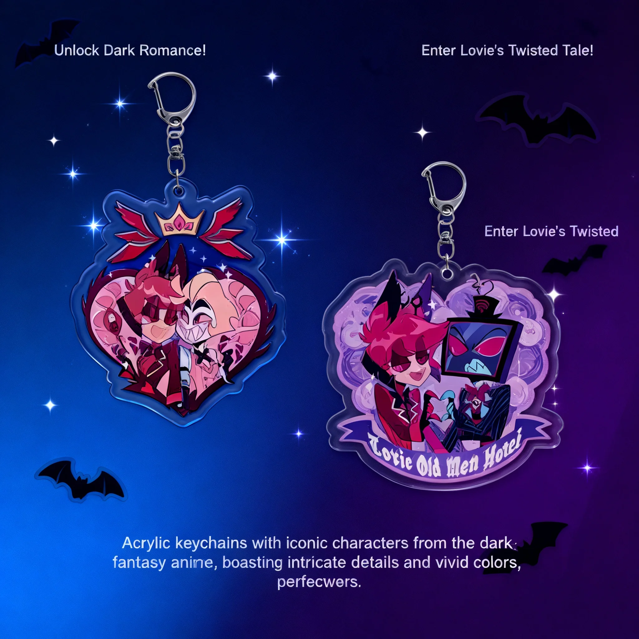 Llavero Acrílico de Doble Cara Helluva Boss, Accesorio de Anime Charlie Morningstar, Colgante Exquisito con Diseño en Capas, Dibujos Animados