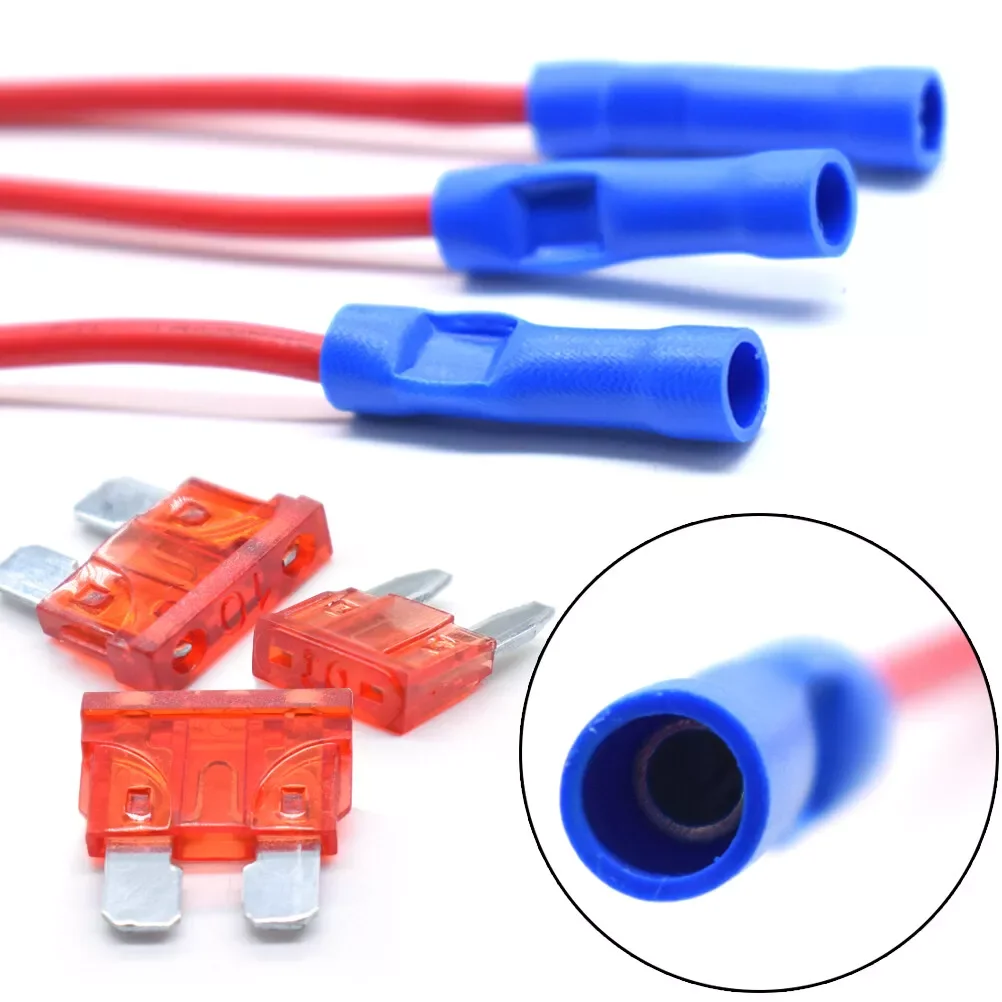 

12x Add A Circuit Mini Blade Fuse Splice Holder ATO ATC Piggy Back Fuse Tap Wear-Resistant 12V ABS & Copper Wire