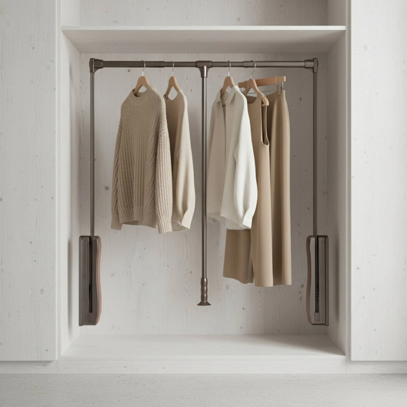 Telescopic Hanger Rail Aluminum Alloy Pull-out Wardrobe Hanger Cabinet Clothes Rail Adjustable Home Storage Space Saving